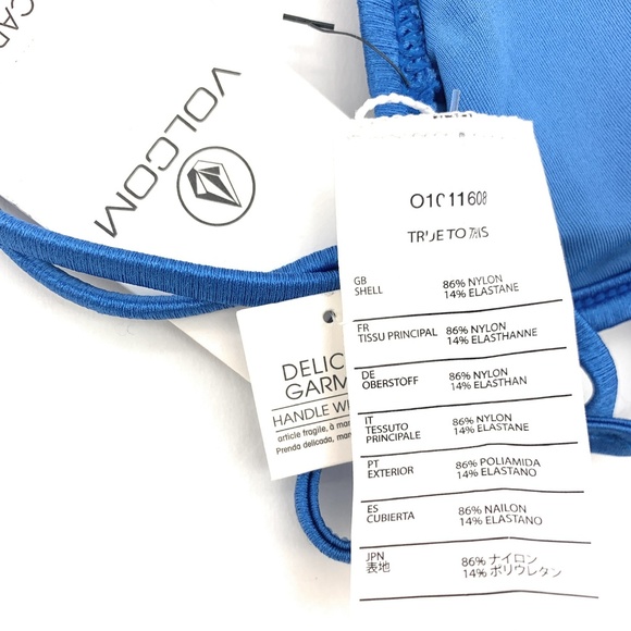 4/$25 Volcom Love Triangle Blue Bikini Top NWT - Picture 5 of 6